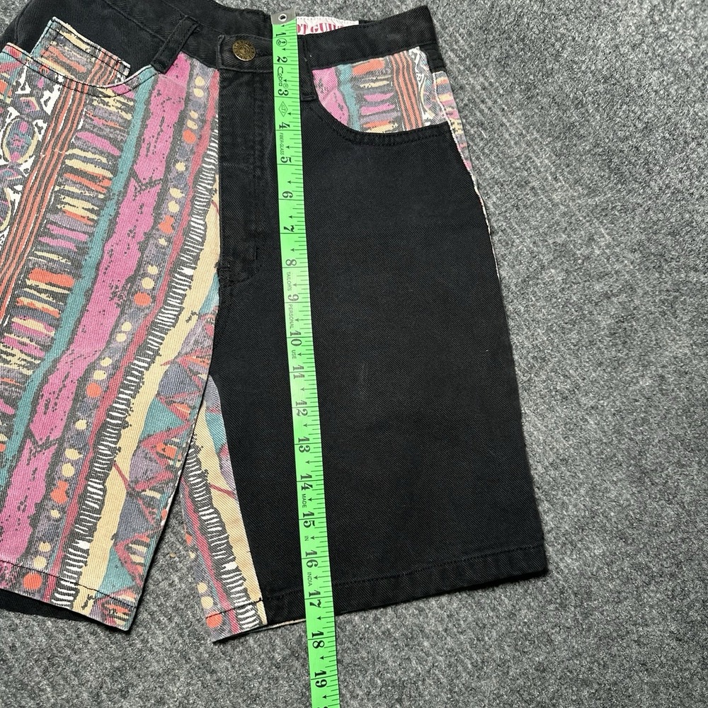 Vintage 80s/90s Not Guilty Girls Denim Stripes/Black Denim Shorts Size 12 - Picture 5 of 5